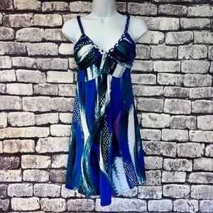 JFW Blue, Green & White Sleeveless Dress Size S